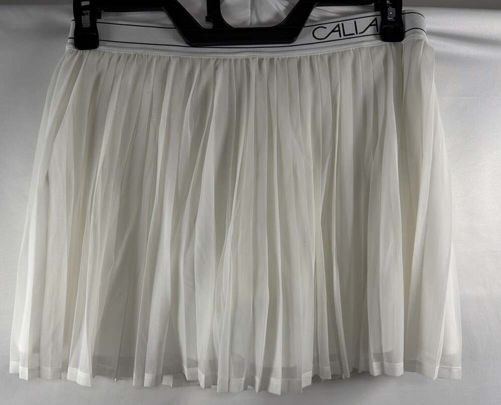 Calia Skort Women’s Large Court Pleated Mesh High Rise Athletic Tennis White